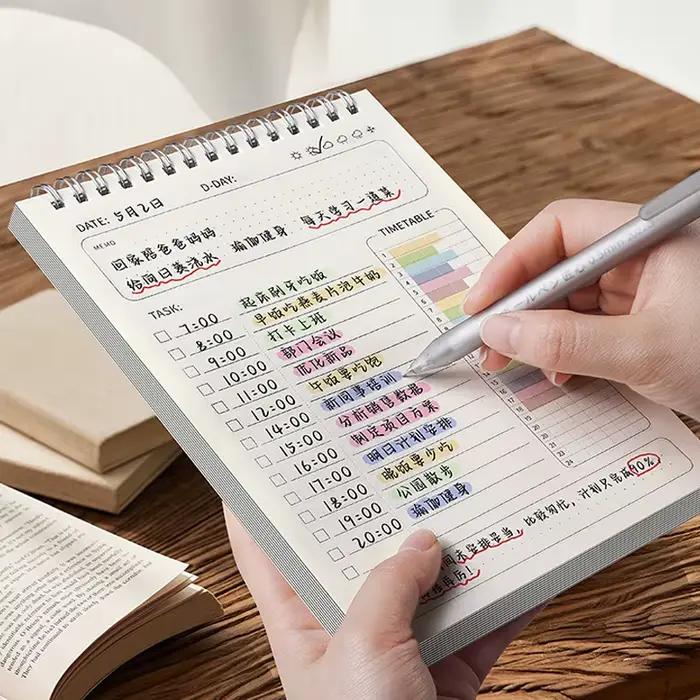 Plan à faire liste A5 planificateur Agenda cahier à spirale horaires bloc-notes quotidien 160 Pages d'épaisseur bureau fournitures scolaires papeterie