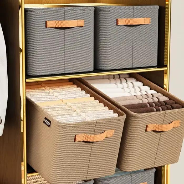 Boîte de rangement pliable en tissu grande capacité avec cadre en acier épaissi