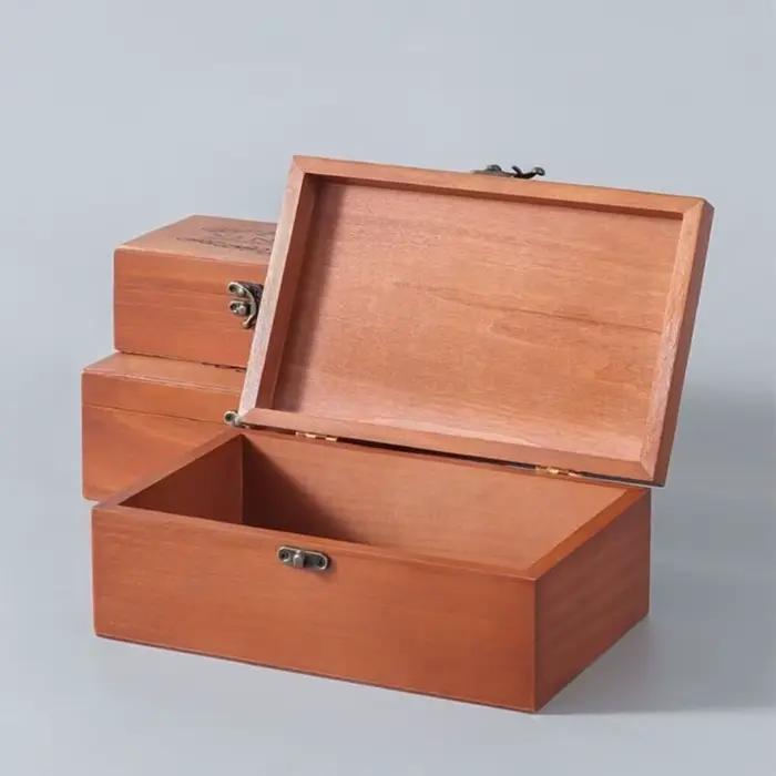 Boîte de rangement vintage en bois pour documents