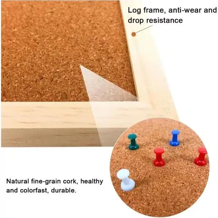 Cadre de panneau de liège rétro simple face pour bureau et école matériaux bois de pin et liège naturel multifonctionnel pour organisation et décoration d'intérieur