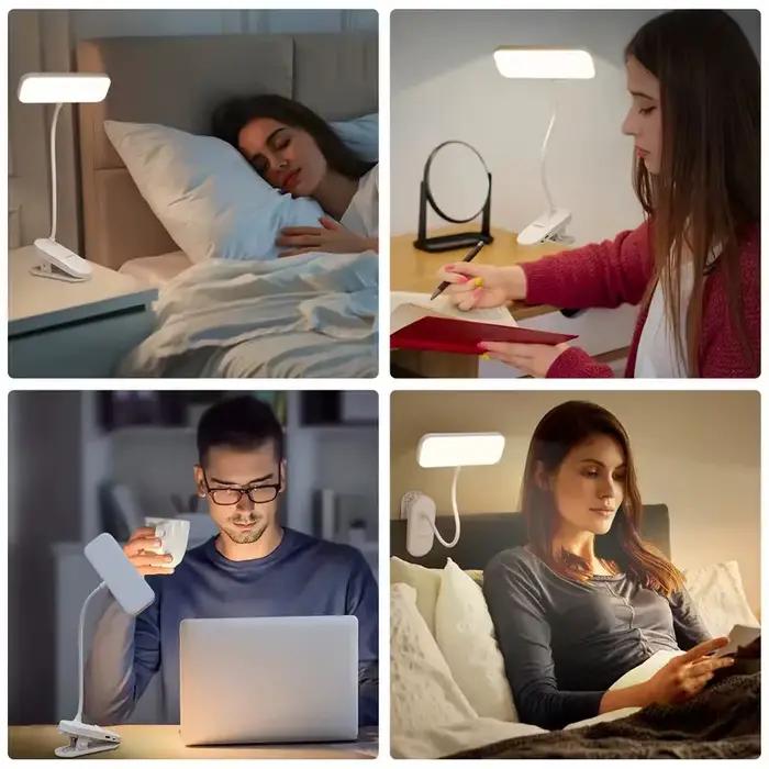 Lampe de bureau LED à chargement USB à clipser pour étudiants