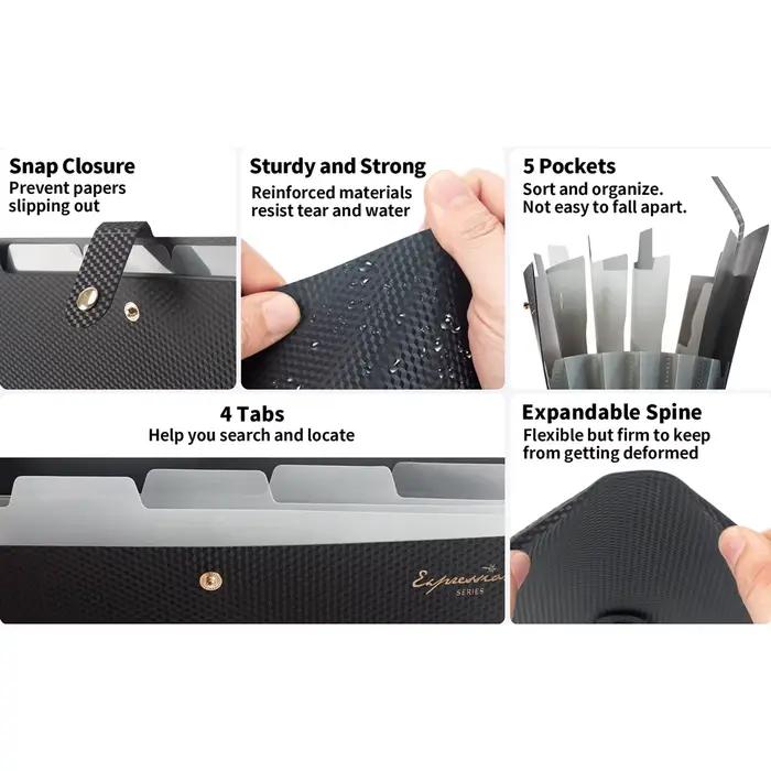Dossier extensible, 5 dossiers de poche pour documents