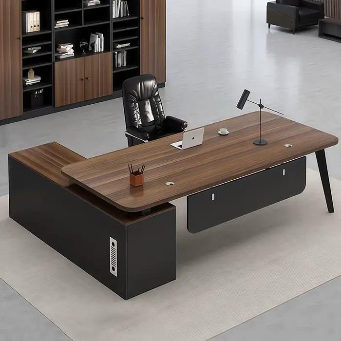 Bureau de direction de luxe en bois avec design moderne pour bureau de taille grande et petite, style vintage, mobilier tendance pour usage professionnel et personnel