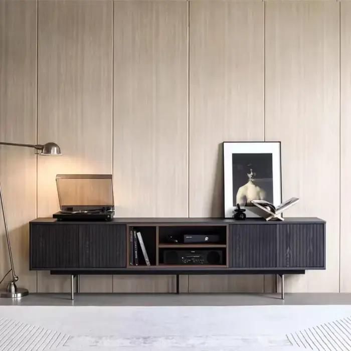 ATUNUS meubles de maison moderne nordique noir en bois de chêne massif meuble TV de rangement armoires TV de bureau industrielles scandinaves