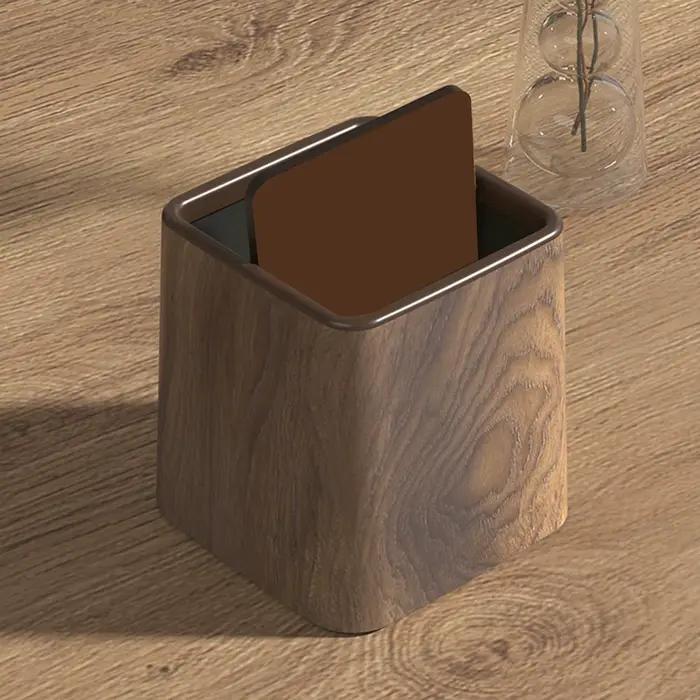 Poubelle imitation bois carrée pour décoration et rangement de bureau et maison élégant et pratique pour usage quotidien