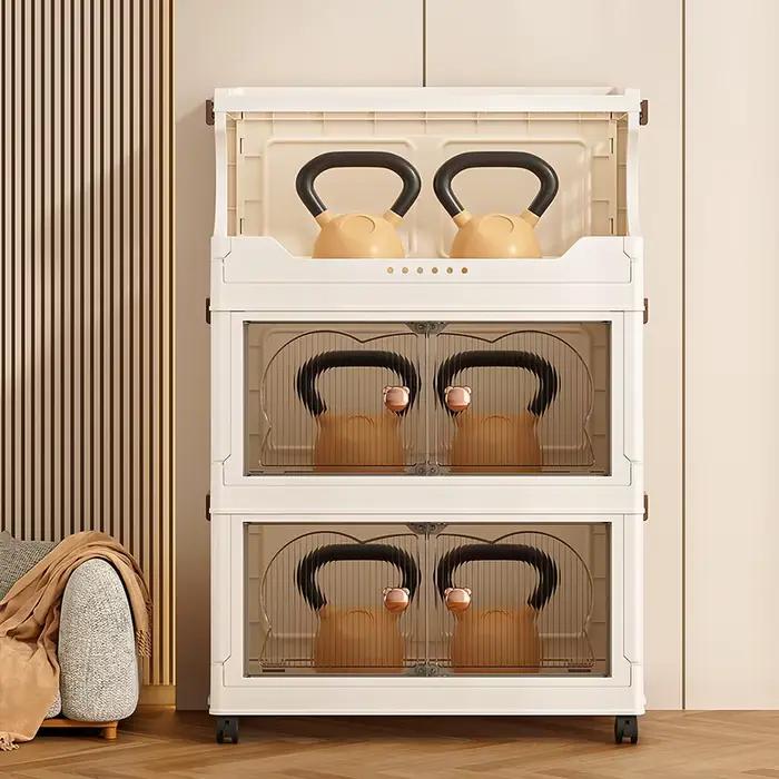 Armoire de rangement pliable - étagère de rangement multi-niveaux pour l'organisation de la cuisine - armoire de rangement pour collations et jouets pour le salon