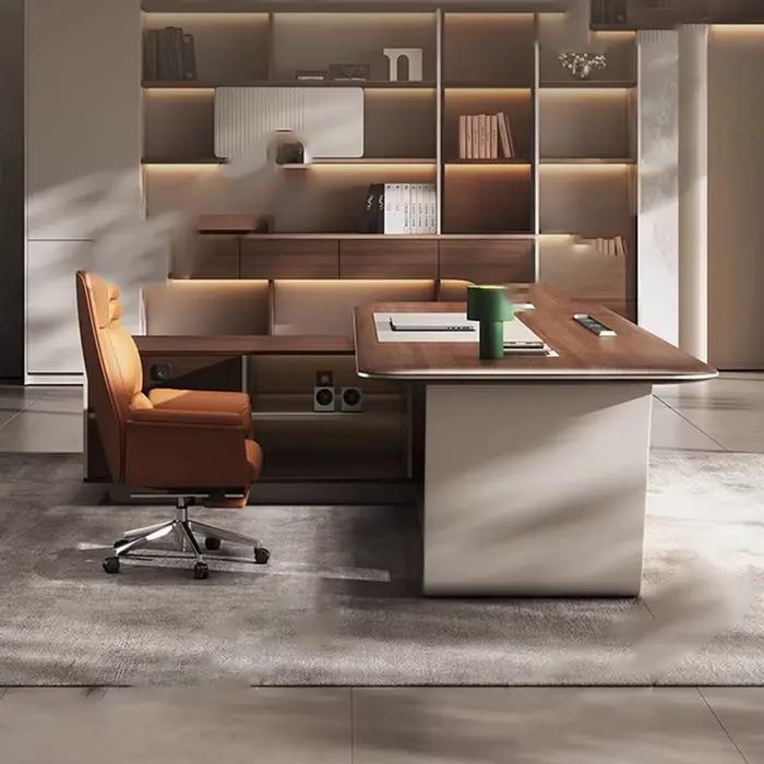 Mobilier de bureau L-shape moderne en bois massif avec deux tiroirs pour bureau et espace de travail efficace occasions spéciales et professionnels