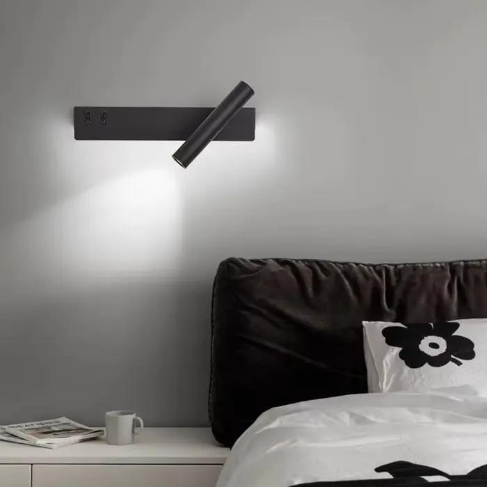 Lampe murale LED de lecture nordique moderne avec interrupteur USB