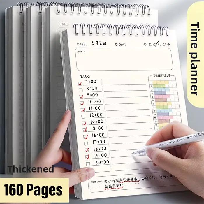 Plan à faire liste A5 planificateur Agenda cahier à spirale horaires bloc-notes quotidien 160 Pages d'épaisseur bureau fournitures scolaires papeterie