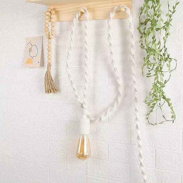 Boho chanvre corde pendentif LED lampe à la main E27
