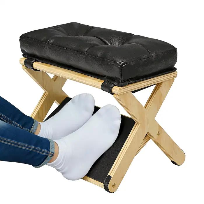 Repose-pieds sous le bureau en bois moderne pour bureau à domicile support ergonomique anti-dérapant pour familles usage quotidien pieds nus relaxation durable