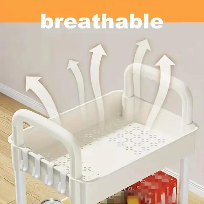 Support de rangement multicouche, espace efficace avec roues, chariot à main Double couche, organisateur de papeterie, support de rangement Mobile pour salle de bain