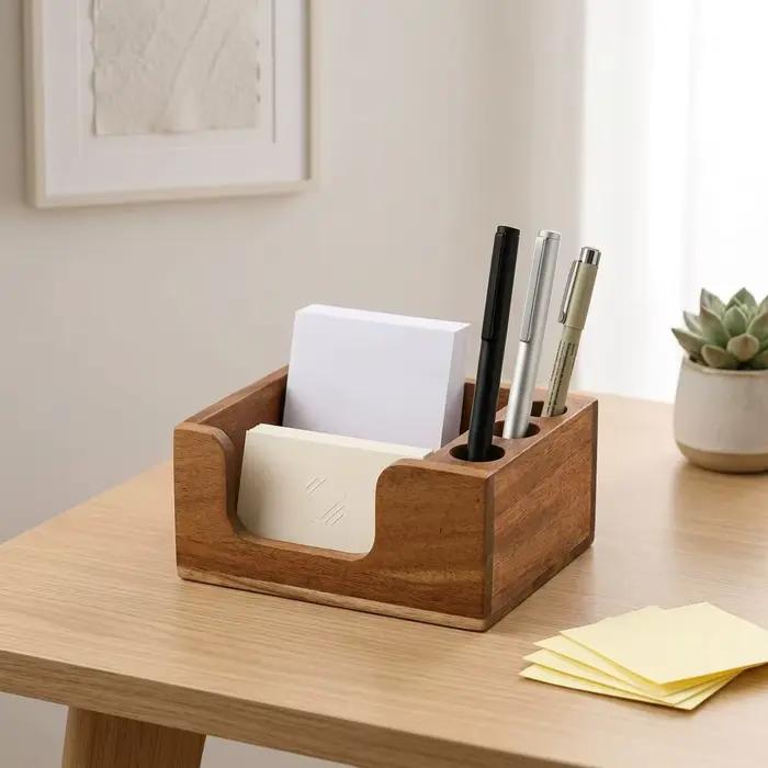 Organisateur de bureau en bois massif avec surface lisse et finition écologique, doté d'un design de compartiments scientifiques pour les étudiants et les professionnels.