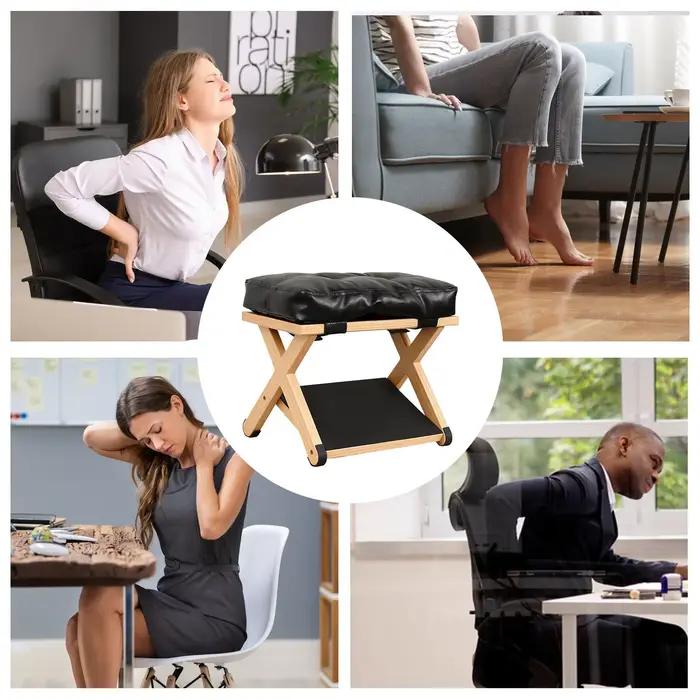 Repose-pieds en bois à double couche antidérapant ergonomique pour bureau