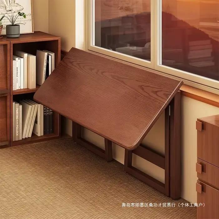 Bureau pliant mural rectangulaire bois simple modern style pour chambre de location étudiant studio economiser espace organiser travail élégant