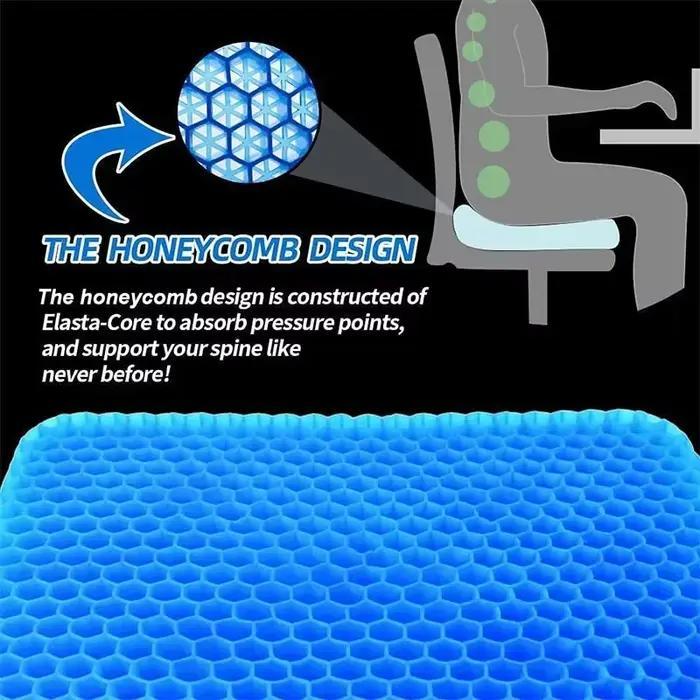 Coussin de siège en gel double épaisseur pour soulager la pression, coussin d'été respirant, confortable pour chaise de bureau, siège de voiture et fauteuil roulant, moderne et pratique pour longues périodes d'utilisation