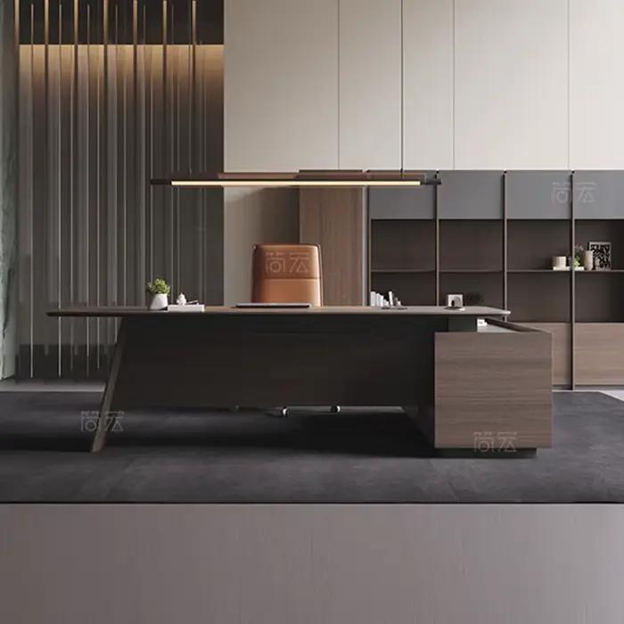 Bureau de direction moderne et luxueux en bois pour bureau professionnel et accessoires de maison élégants