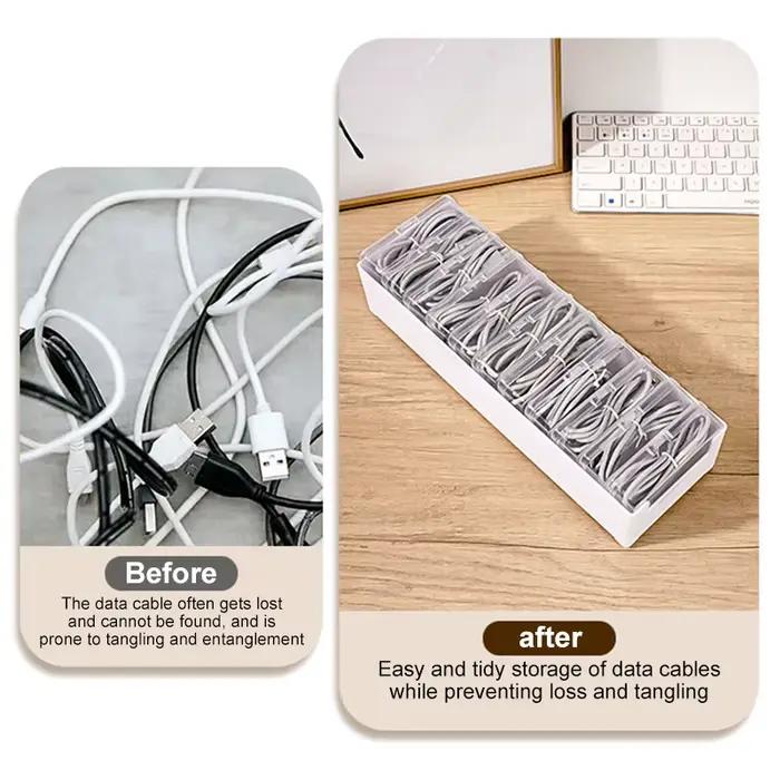 Boîte de rangement pour câbles de données – Ensemble en plastique durable pour fournitures de bureau quotidiennes