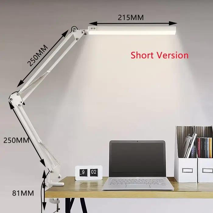 Lampe de bureau LED à bras oscillant avec pince