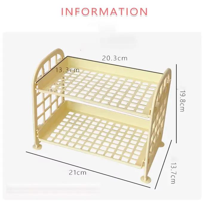 Étagère de bureau à double couche pour rangement de fournitures scolaires et cosmétiques, support pliable, rangement de bureau, organisateur de bureau, accessoire de bureau, étagère de rangement de bureau, étagère de rangement de stationnerie, étagère de rangement de bureau professionnel, étagère de