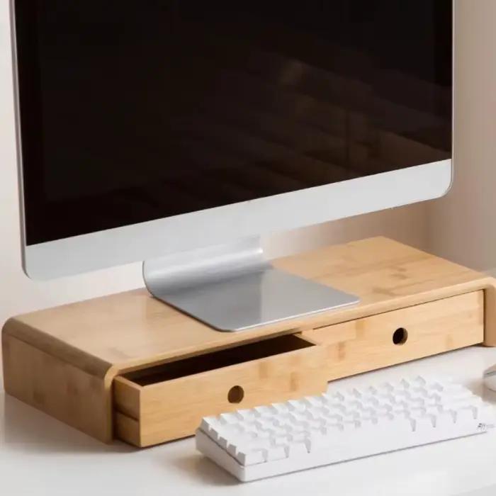 Support de moniteur d'ordinateur portable en bambou