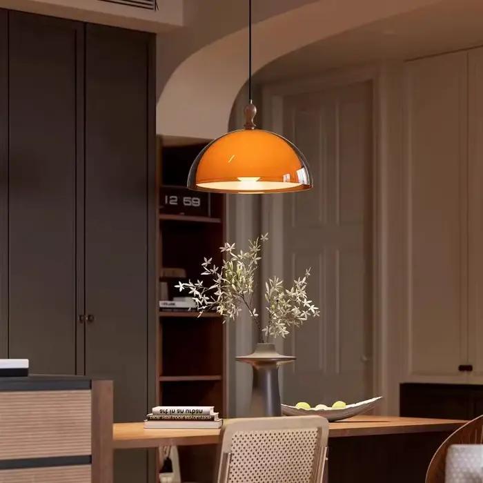 Lampe suspendue vintage Bauhaus orange