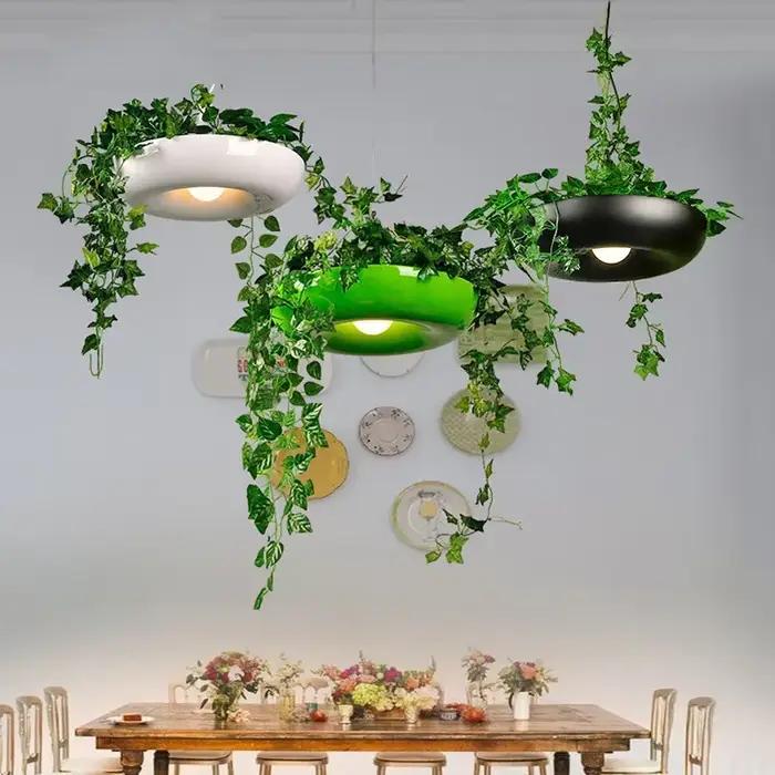 Lampe suspendue en aluminium E27 LED en forme de pot de fleurs