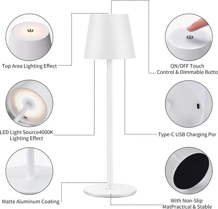 Lampe de table LED sans fil rechargeable