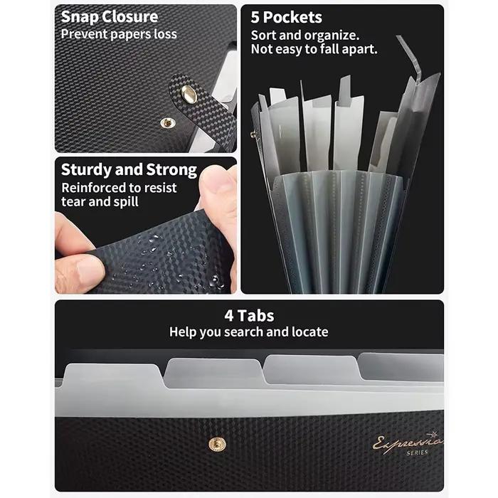 Dossier extensible, 5 dossiers de poche pour documents