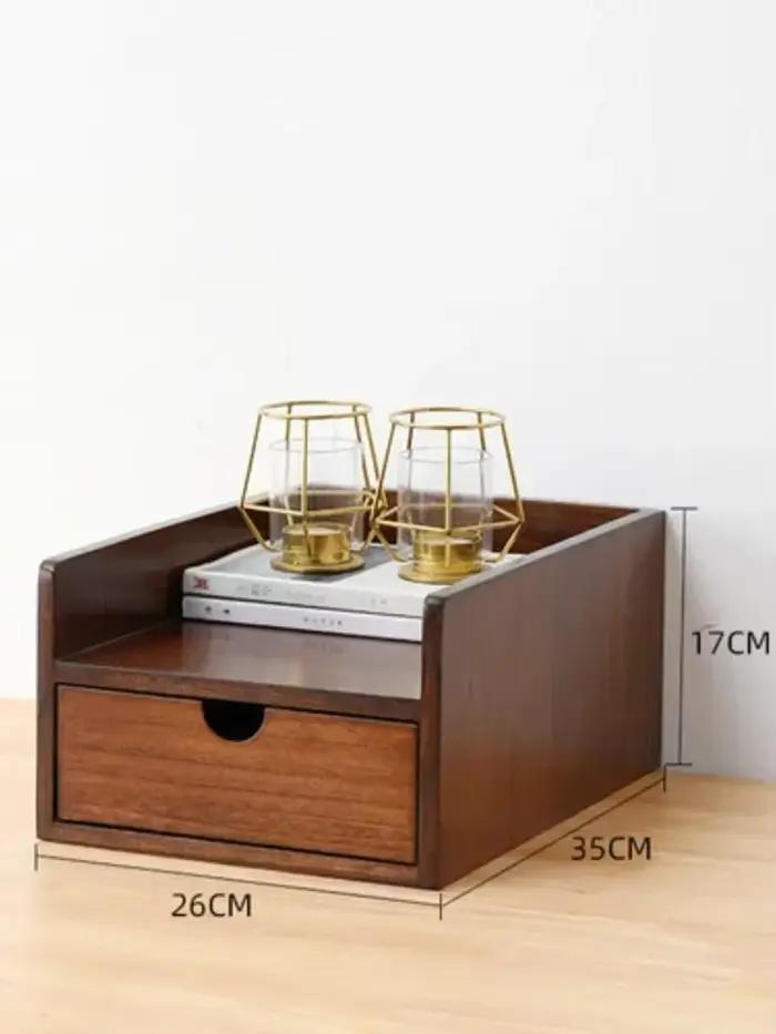 Boîte de rangement de bureau en bois massif