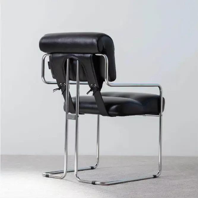 Chaise de bureau vintage en acier inoxydable