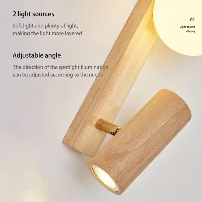 Lampe murale Led rotative minimaliste en bois
