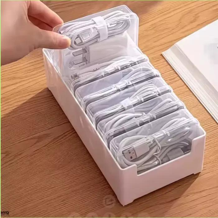 Boîte de rangement pour câbles avec 7 petits compartiments
