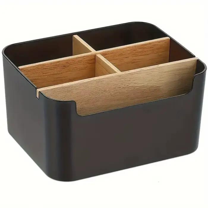 Organisateur de bureau en bambou à 5 compartiments