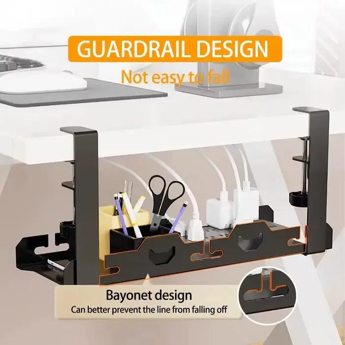 Support de gestion de câbles télescopique en acier inoxydable réglable pour rangement de câbles et accessoires de bureau à domicile