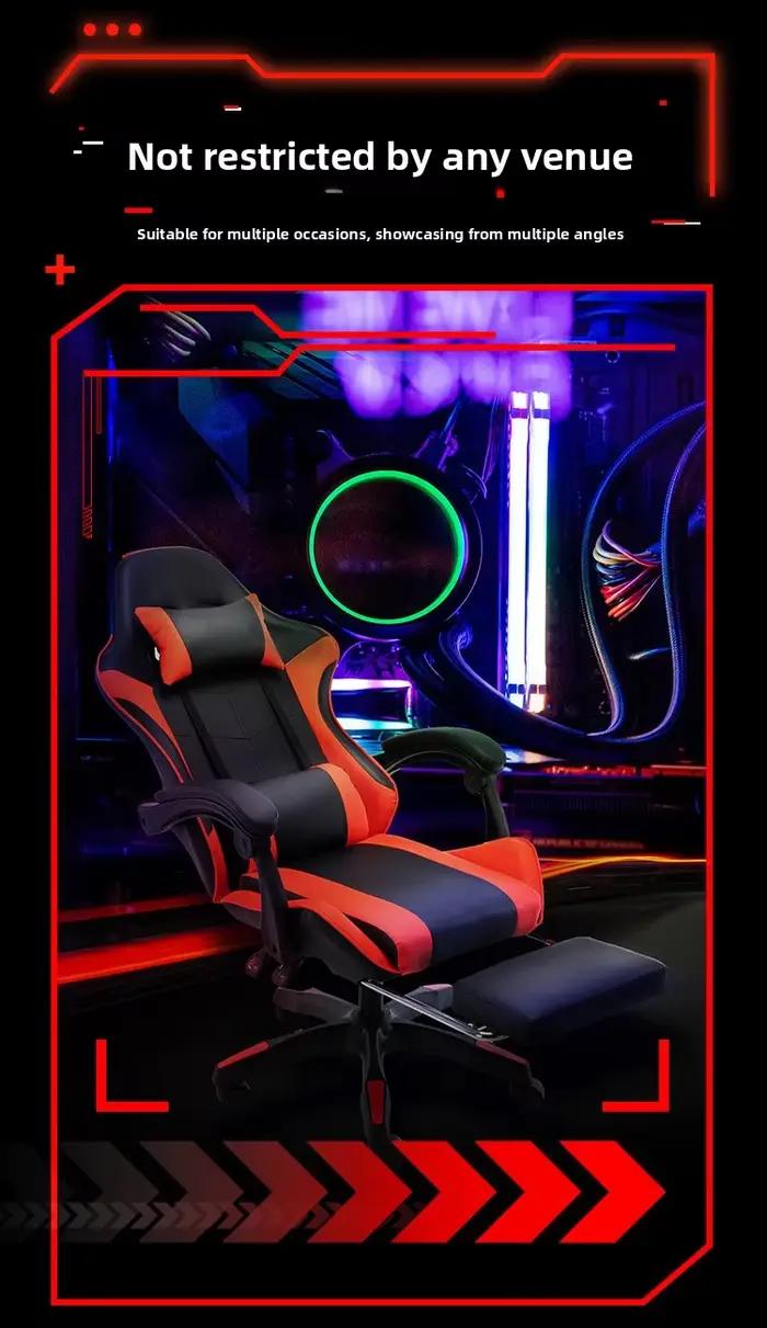 Chaise de jeu avec support d'oreiller lombaire souple et repose-pieds réglable en hauteur