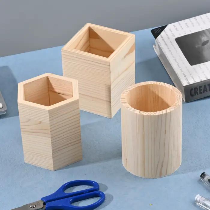 Boîte de rangement en bois pour stylos et crayons, élégante et organisatrice pour bureau et bureau de bricolage, idéale pour enfants et étudiants, conteneur de fournitures scolaires et de papeterie