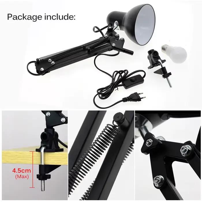 Lampe de bureau réglable à ampoule LED EU Plug