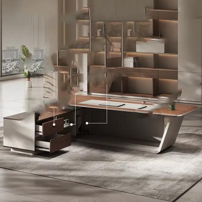 Mobilier de bureau L-shape moderne en bois massif avec deux tiroirs pour bureau et espace de travail efficace occasions spéciales et professionnels