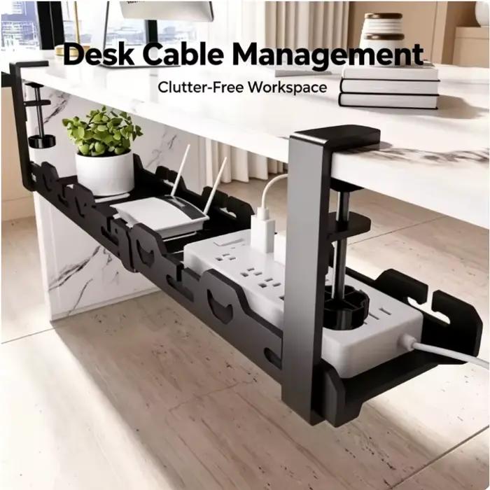 Support de gestion de câbles télescopique en acier inoxydable réglable pour rangement de câbles et accessoires de bureau à domicile