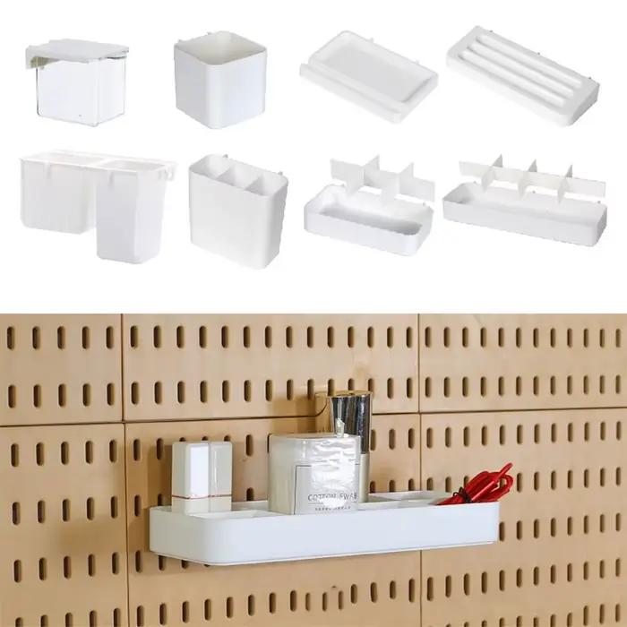 Boîtes de rangement blanches pour panneaux perforés