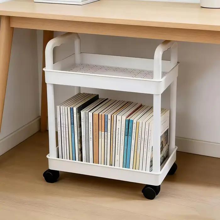Chariot de rangement roulant à 2 niveaux avec étagères mobiles et roulettes