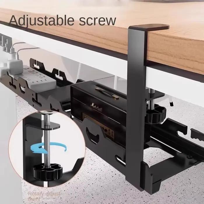 Support de gestion de câbles télescopique en acier inoxydable réglable pour rangement de câbles et accessoires de bureau à domicile