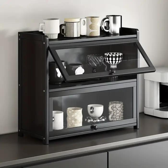 Armoire de rangement de bureau anti-poussière avec portes doubles transparentes