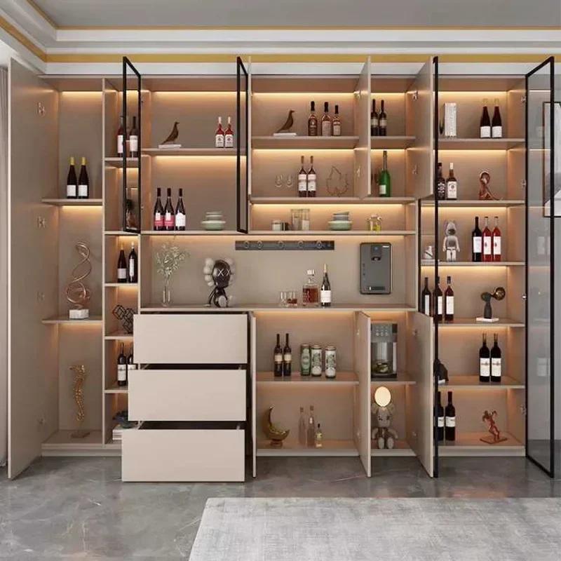 Buffet autoportant avec portes en verre et portes de proximité, grande armoire de cuisine moderne, b