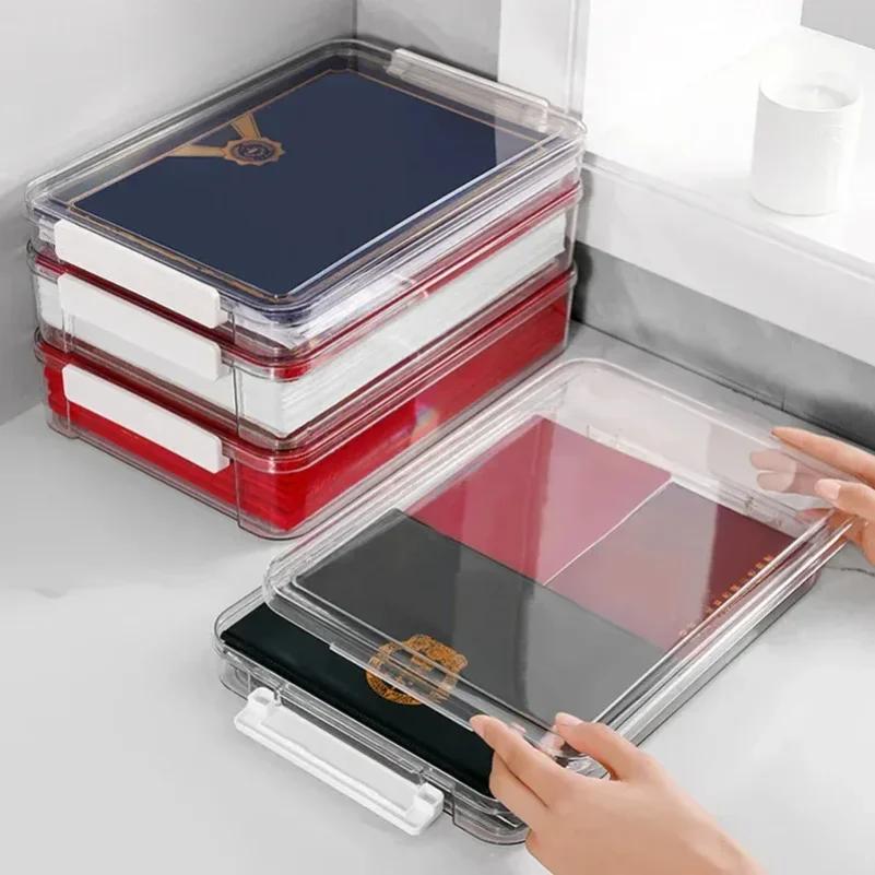 Boîte de rangement de bureau transparente en acrylique pour documents A4, organiseur de fichiers et de papiers d'examen, étui anti-poussière pour cartes domestiques