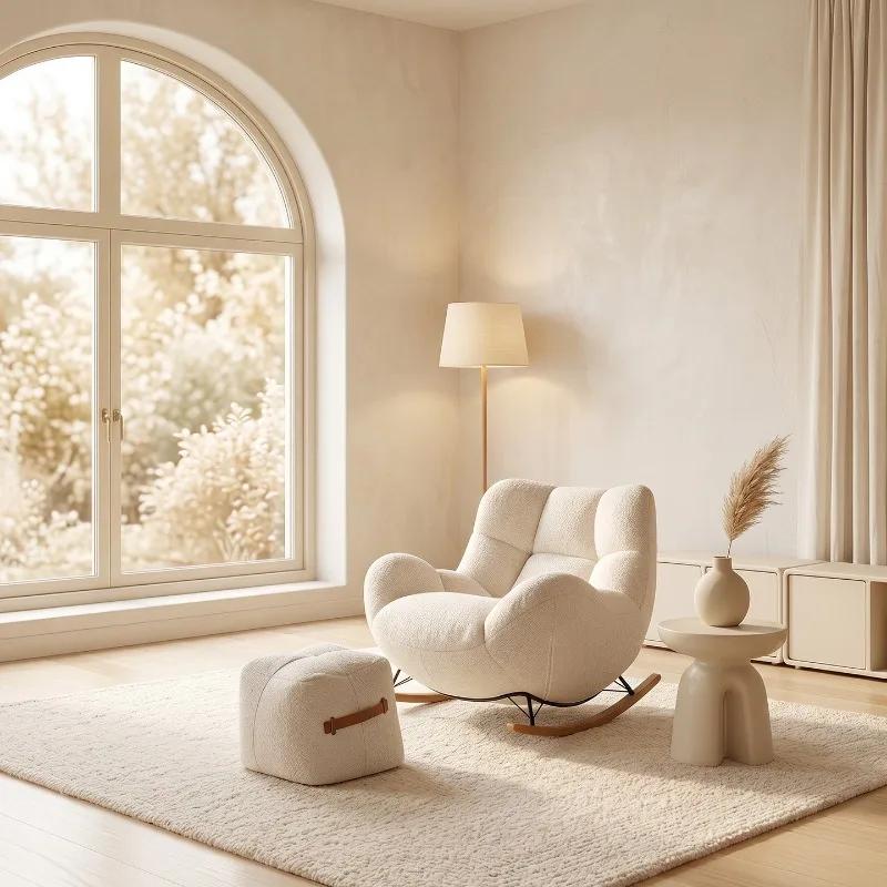 Fauteuil à bascule ergonomique de style nordique pour salon
