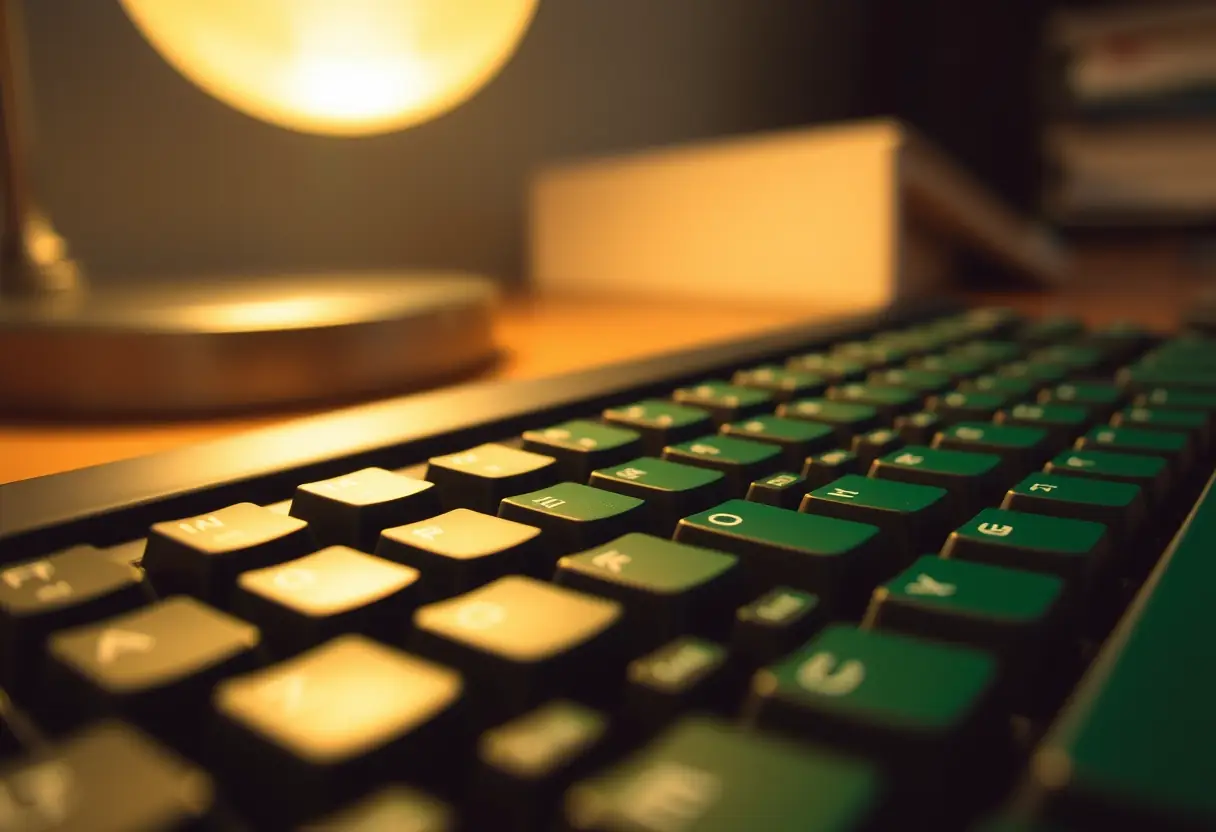 Clavier mécanique sur un bureau numérique